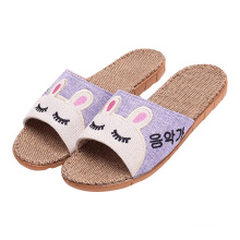 2019 Women Hot Sale Wholesale Cheap Flax Slipper High Quality Customized Cartoon Cat Indoor Slippers Linen Hotel Slippers